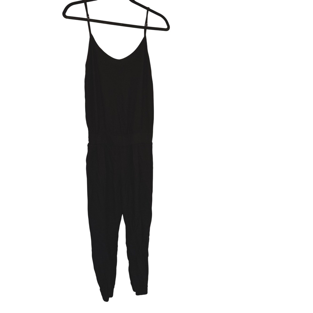 Monrow Womens Black Rayon Spaghetti Strap‎ Jogger Jumpsuit XS Capsule travel